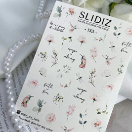 Water decal SLIDIZ 133 motifs floraux fins pour nail art professionnel