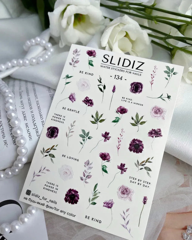Water decal SLIDIZ 134 design floral aérien pour nail art tendance
