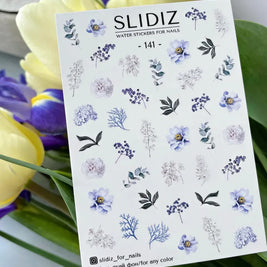 Water decal SLIDIZ 141 motifs floraux papillons pour pros nail art