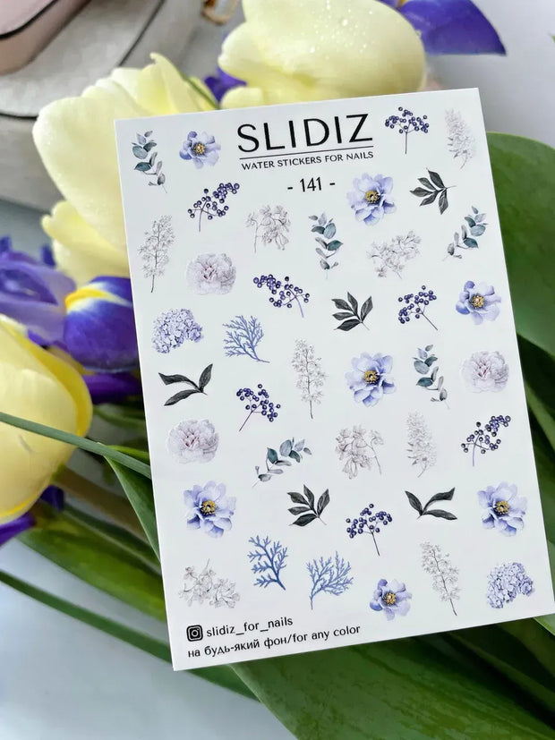 Water decal SLIDIZ 141 motifs floraux papillons pour pros nail art