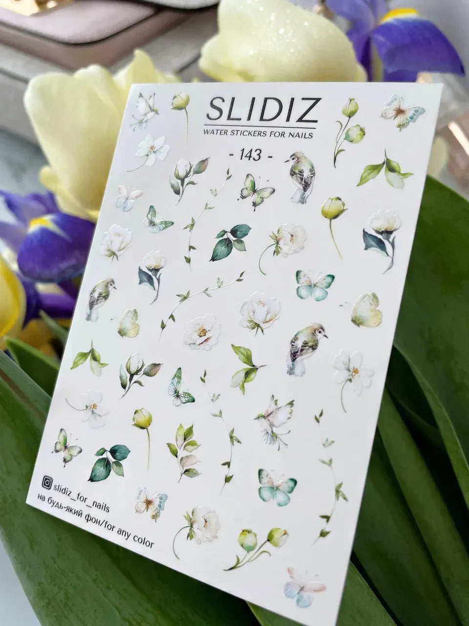 Water decal SLIDIZ 143 design floral détaillé pour nail art pro