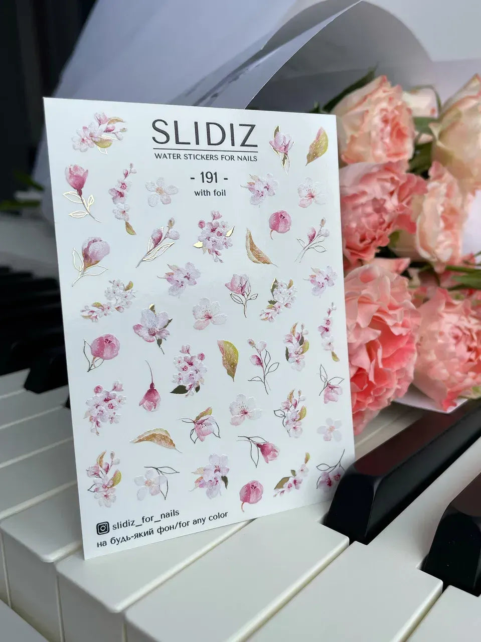 Water decal SLIDIZ 191 motifs floraux raffinés pour nail art tendance