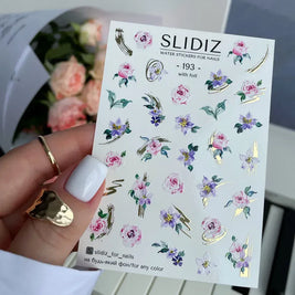 Water decal SLIDIZ 193 design floral aérien papillons pour nail art pro
