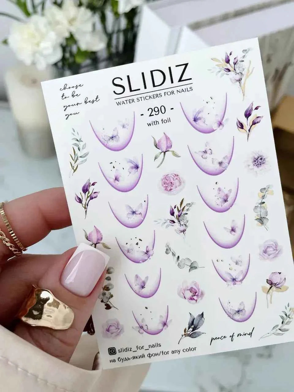 Water decal SLIDIZ 290 design floral détaillé pour instituts de beauté