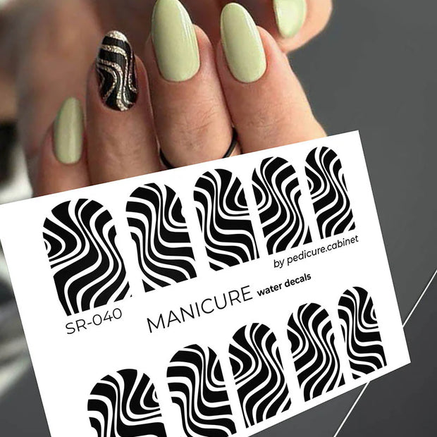 Water Decals Manucure – Motif Vagues Noires – Réf. SR-040