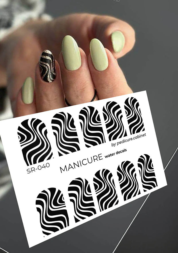 Water Decals Manucure – Motif Vagues Noires – Réf. SR-040