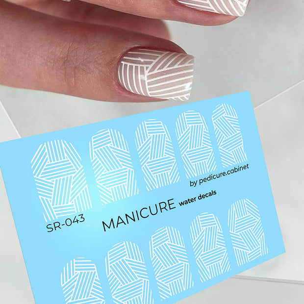 Water Decals Manucure – Motif Entrelacé Blanc – Réf. SR-043