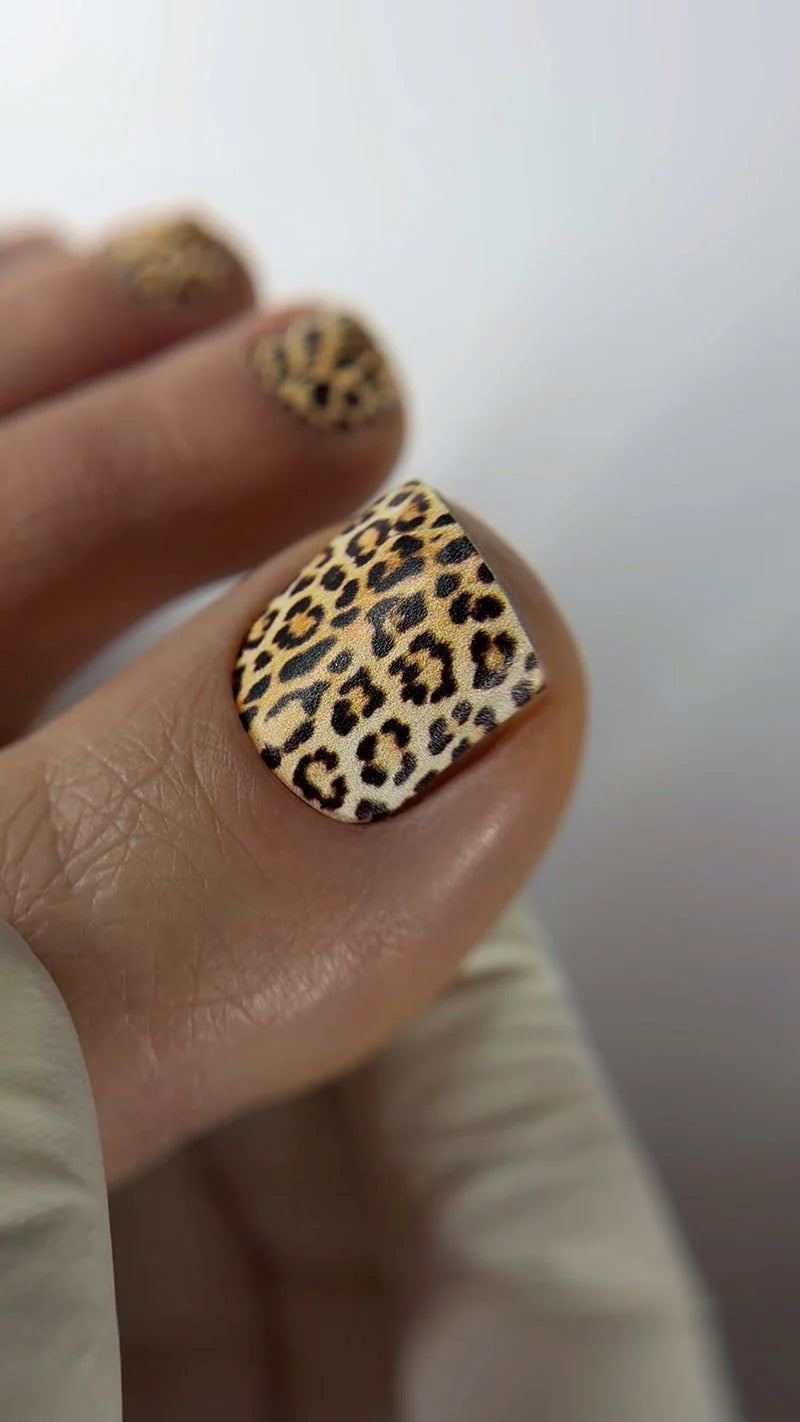 Nail Wraps Pédicure – Motif Léopard Classique – Réf. WR-419