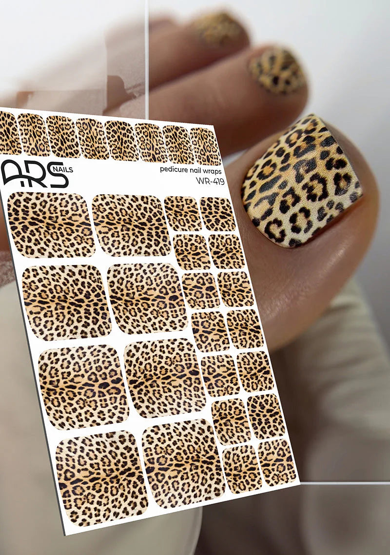 Nail Wraps Pédicure – Motif Léopard Classique – Réf. WR-419
