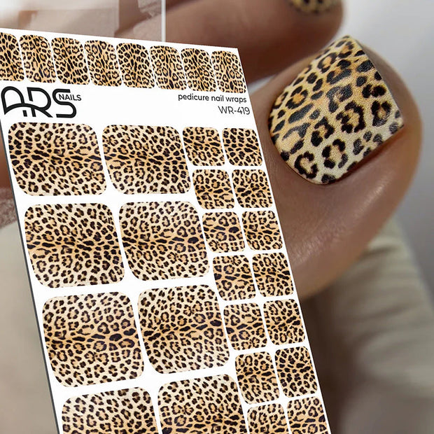 Nail Wraps Pédicure – Motif Léopard Classique – Réf. WR-419