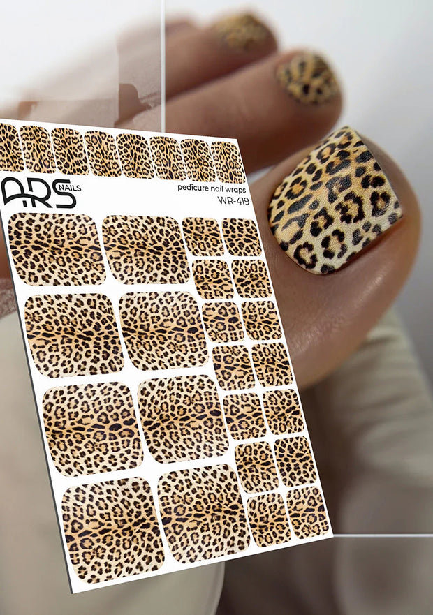 Nail Wraps Pédicure – Motif Léopard Classique – Réf. WR-419
