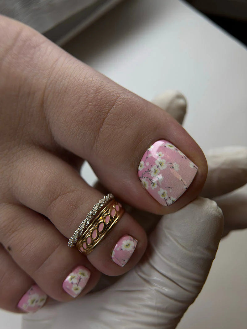 Nail Wraps Pédicure - Pink & flowers - WR-437