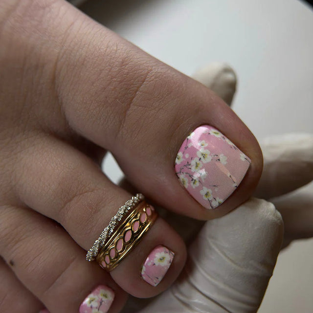 Nail Wraps Pédicure - Pink & flowers - WR-437
