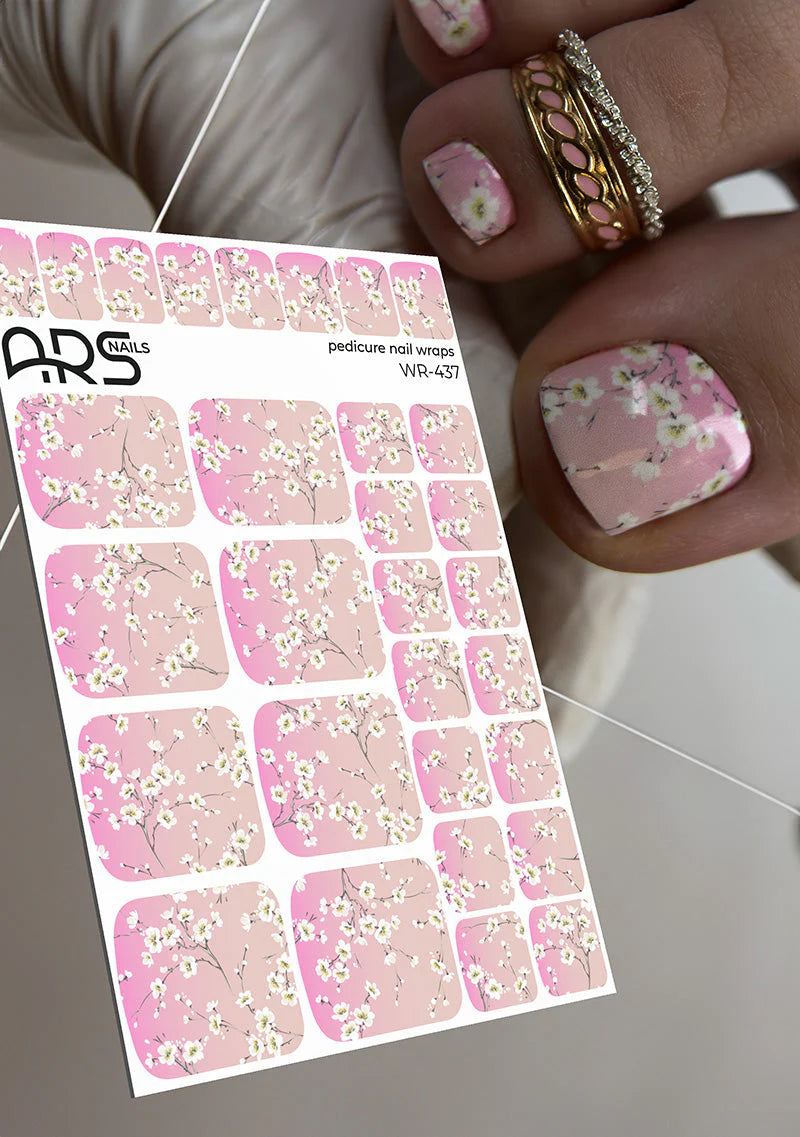 Nail Wraps Pédicure - Pink & flowers - WR-437