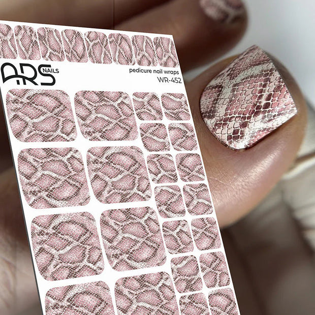 Nail Wraps Pédicure – Python Rose – Réf. WR-452