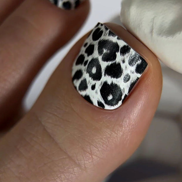 Nail Wraps Pédicure – Léopard Noir et Blanc – Réf. WR-453