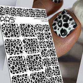 Nail Wraps Pédicure – Léopard Noir et Blanc – Réf. WR-453