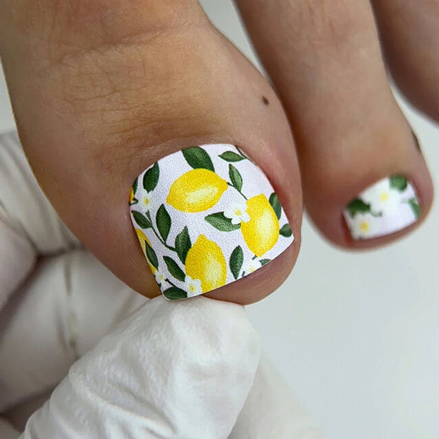 Nail Wraps Pédicure – Motif Citrons – Réf. WR-484