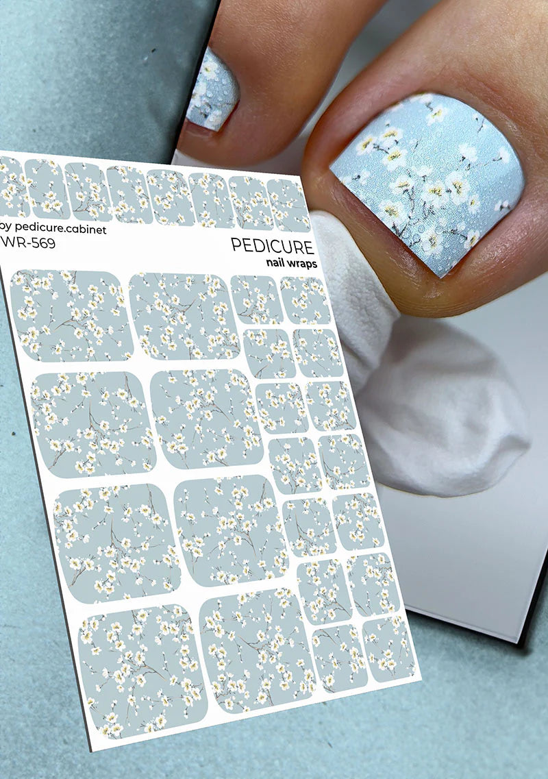 Nail Wraps Pédicure – Motif Petites Fleurs – Réf. WR-569