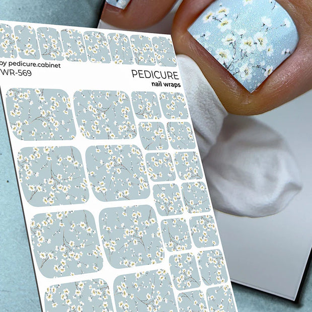 Nail Wraps Pédicure – Motif Petites Fleurs – Réf. WR-569