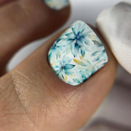 Nail Wraps Pédicure – Motif Floral Bleu – Réf. WR-570