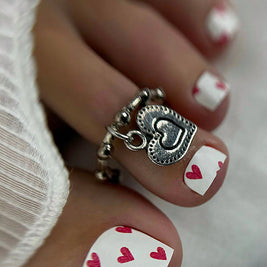 Nail Wraps Pédicure – Motif Cœurs Rouges – Réf. WR-681