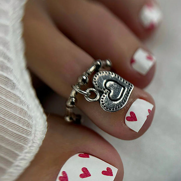 Nail Wraps Pédicure – Motif Cœurs Rouges – Réf. WR-681
