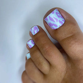 Nail Wraps Pédicure – Grand Léopard Violet, Fond Bleu – Réf. WR-712