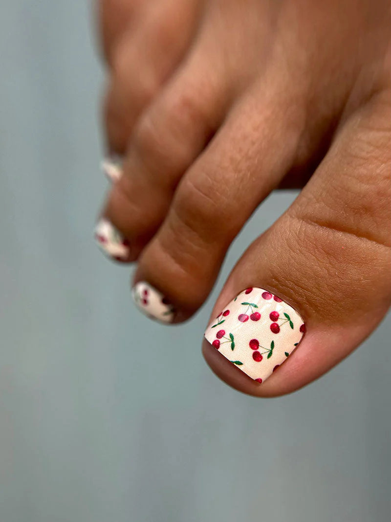 Nail Wraps Pédicure – Motif Cerises – Réf. WR-751