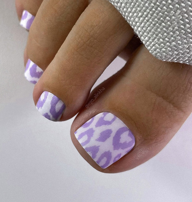 Nail Wraps Pédicure – Motif Léopard Monochrome Lilas – Réf. WR-984