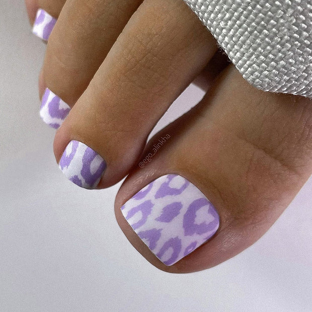 Nail Wraps Pédicure – Motif Léopard Monochrome Lilas – Réf. WR-984
