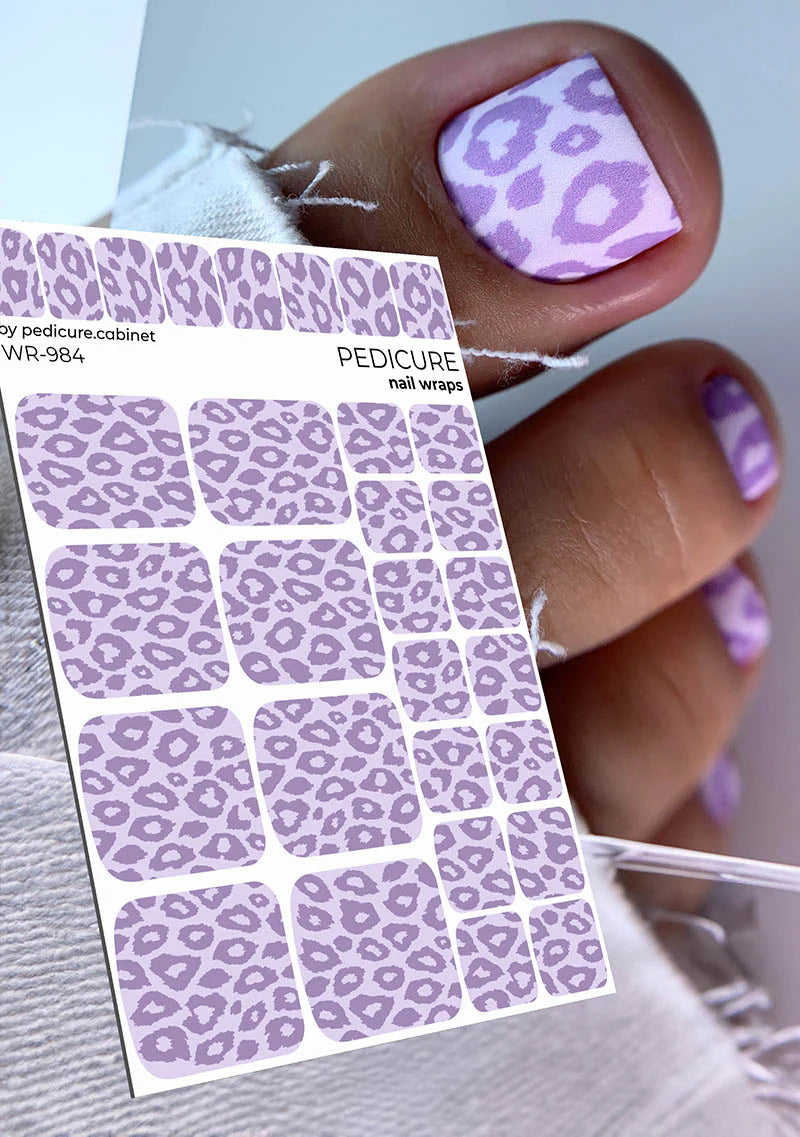 Nail Wraps Pédicure – Motif Léopard Monochrome Lilas – Réf. WR-984