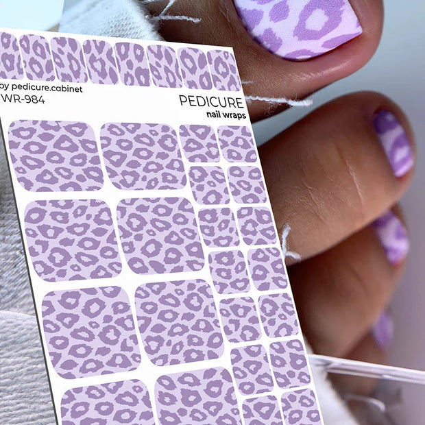 Nail Wraps Pédicure – Motif Léopard Monochrome Lilas – Réf. WR-984